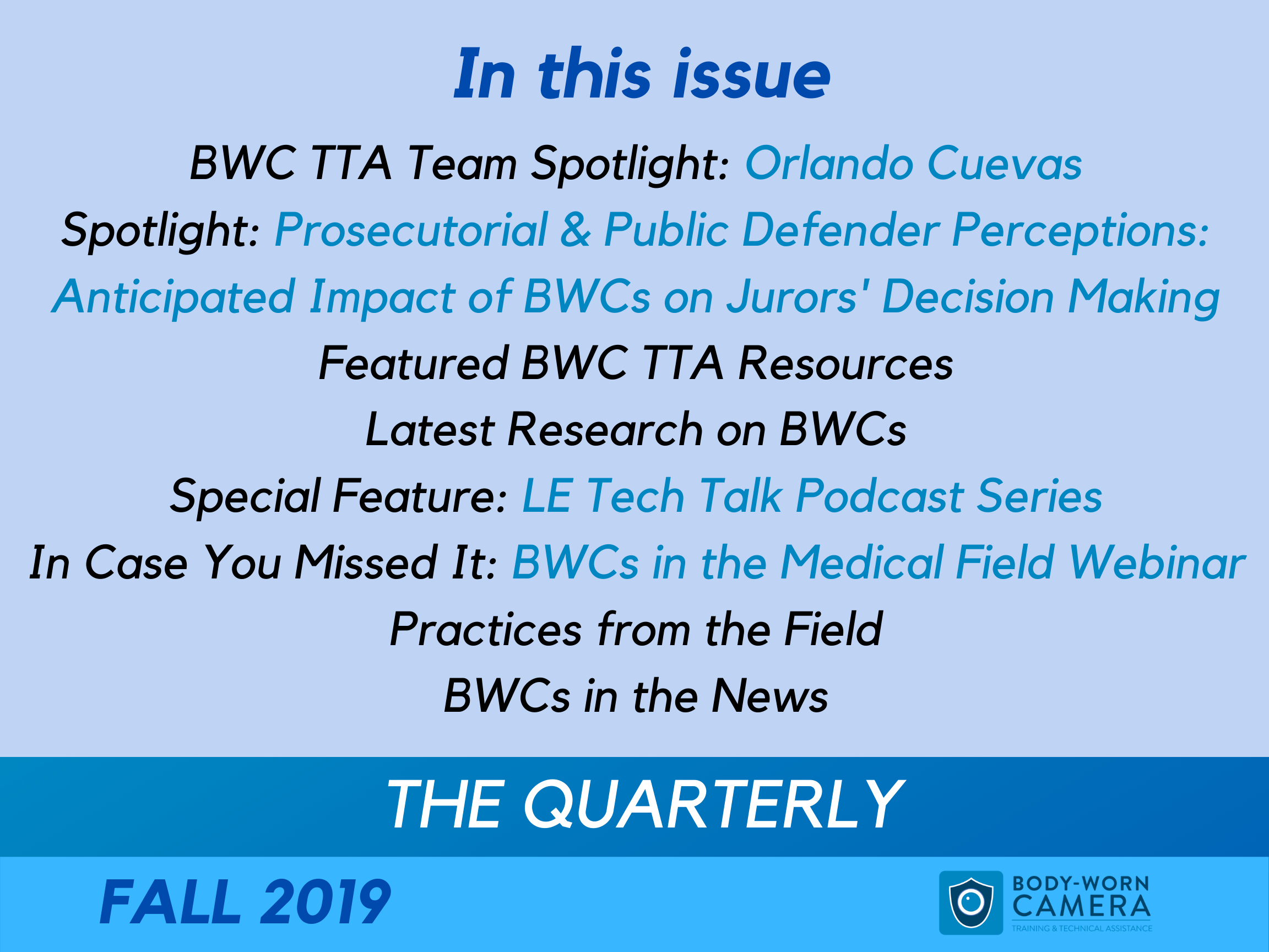 Fall 2019 Quarterly Newsletter
